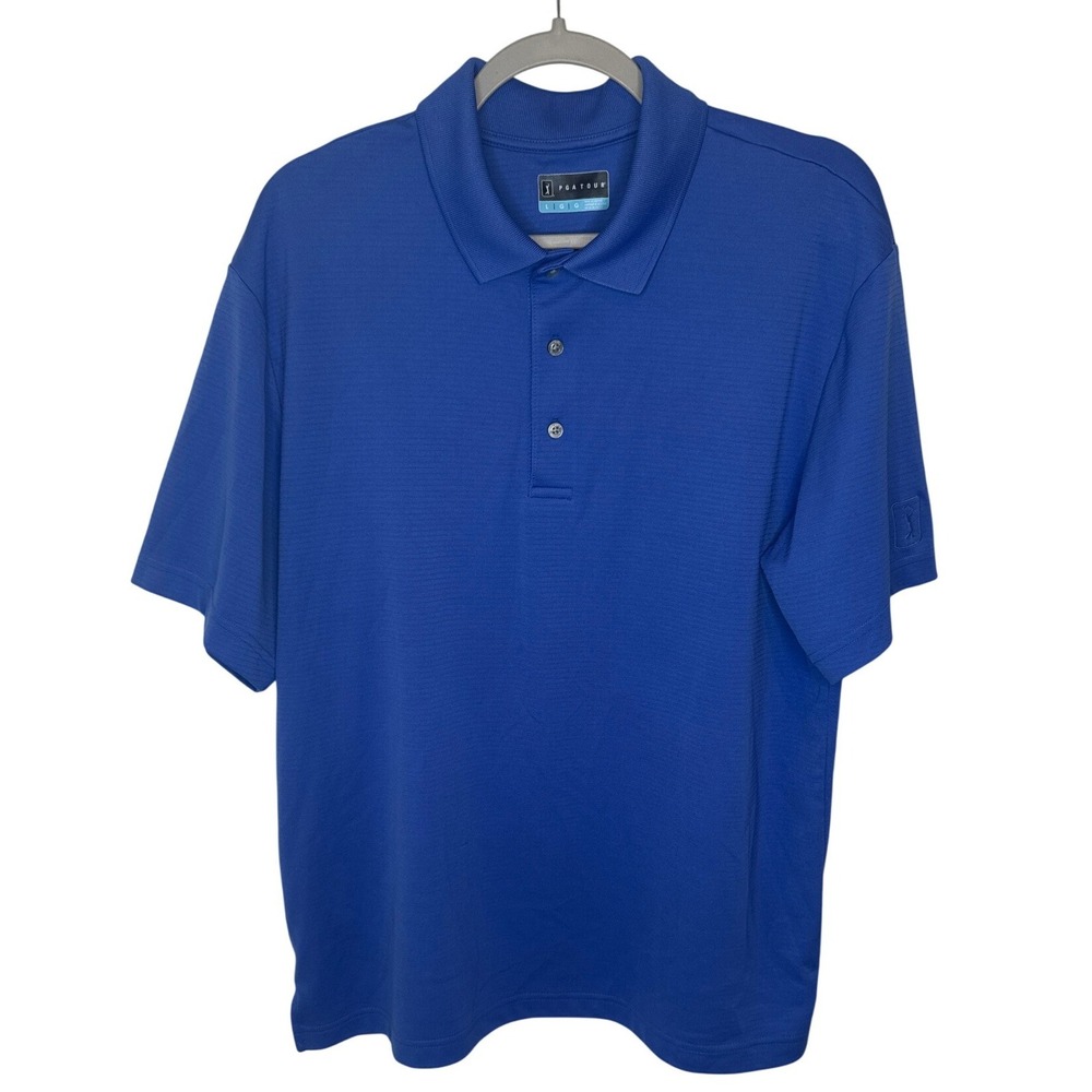 PGA TOUR Golf Polo Shirt Men's Large Blue Short Sleeve Performance Tee - Picture 1 of 3